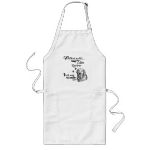Golden Retriever modern art cute dog breed slogan Long Apron