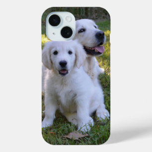 Golden Retriever Mom and Puppy iPhone 15 Case