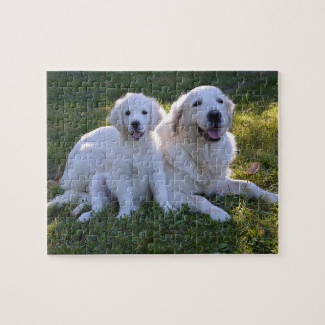 Golden Retriever Mom and Puppy Jigsaw Puzzle (Horizontal)