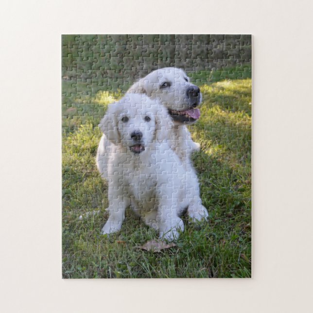Golden Retriever Mom and Puppy Jigsaw Puzzle (Vertical)