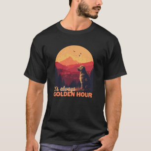 Golden Retriever Mom Dad Golden Sunset Dog Lover T-Shirt