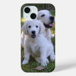 Golden Retriever Mom Dog and Puppy iPhone 15 Case