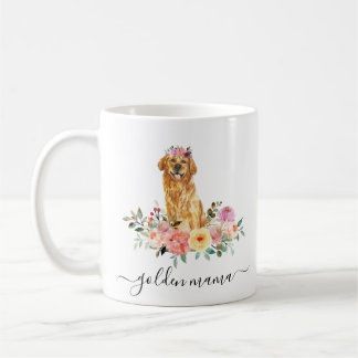Golden Retriever Mom Floral  Coffee Mug