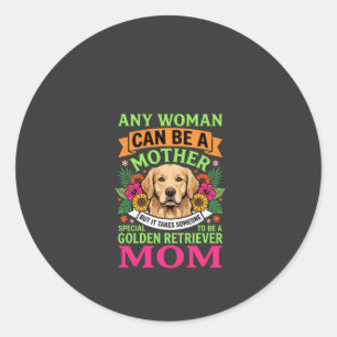 Golden Retriever Mom Floral Dog Lover Classic Round Sticker