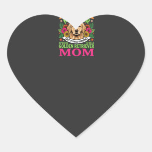 Golden Retriever Mom Floral Dog Lover Heart Sticker