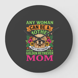 Golden Retriever Mom Floral Dog Lover Large Clock
