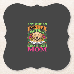 Golden Retriever Mom Floral Dog Lover Paper Coaster