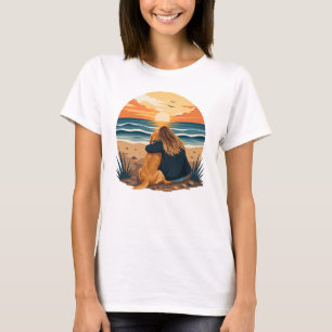 Golden Retriever Mom Life Beach Sunset T-Shirt