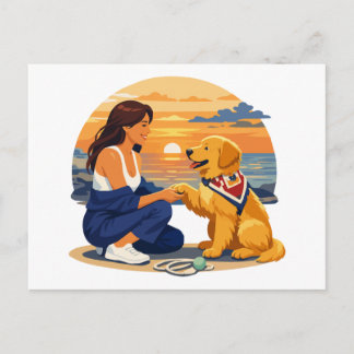 Golden Retriever Mom Life by the Sea Postcard