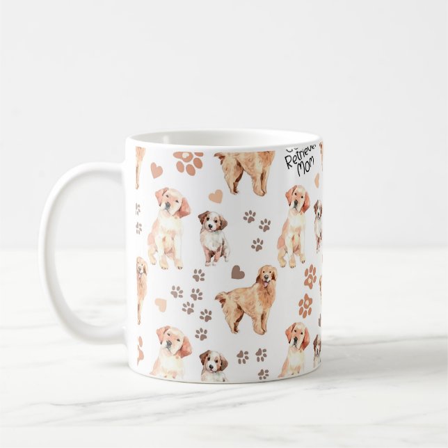Golden Retriever Mom Pattern Coffee Mug (Left)