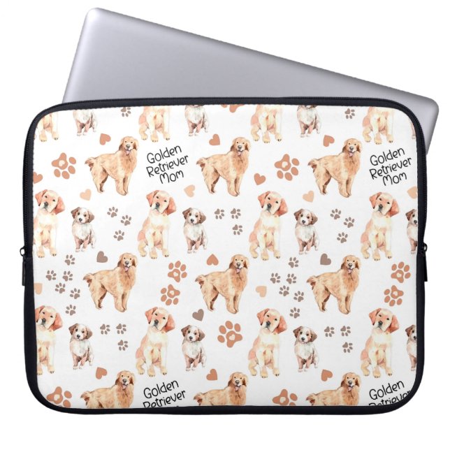 Golden Retriever Mom Pattern Laptop Sleeve (Front)