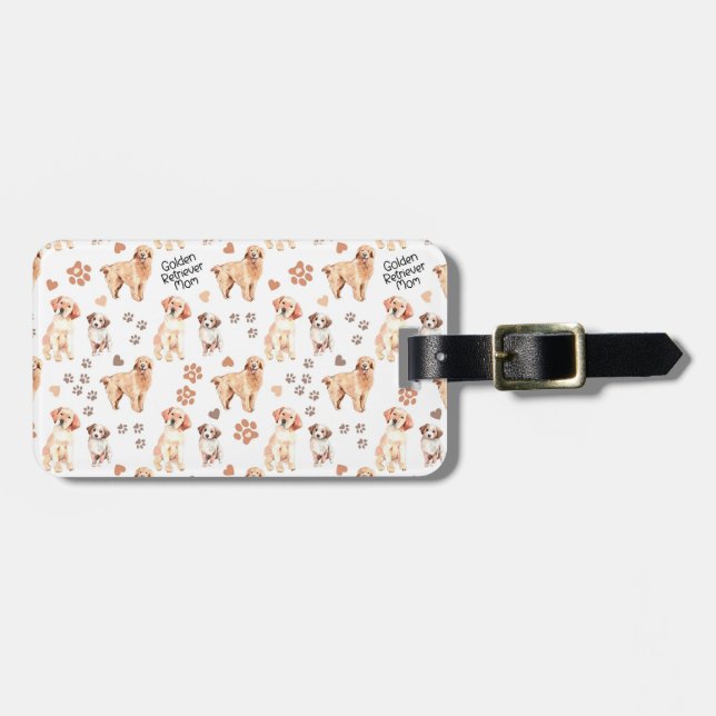 Golden Retriever Mom Pattern Luggage Tag (Front Horizontal)