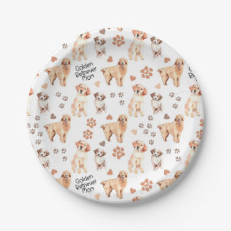 Golden Retriever Mom Pattern Paper Plate