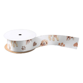 Golden Retriever Mom Pattern Satin Ribbon