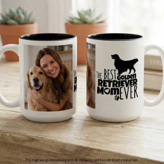 Golden Retriever mom photo gift Two-Tone Coffee Mug