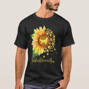 Golden Retriever Mom Sunflower Dog Paw Mother s Da T-Shirt