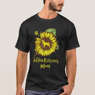 Golden Retriever Mom Sunflower With Dog Paw T-Shirt