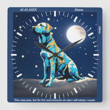Golden Retriever Moonlit Wall Clock: A Timeless Pi