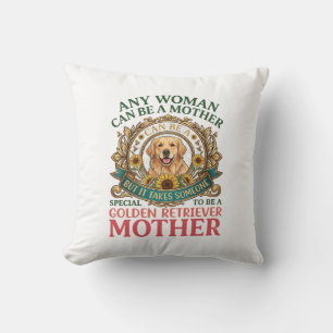 Golden Retriever Mother Dog Sunflowers Bees_1 Throw Pillow