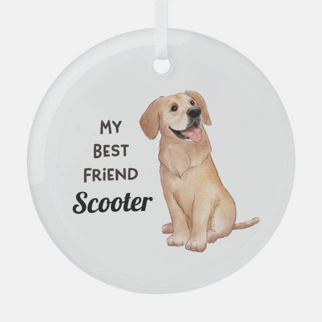 Golden Retriever My Best Friend Custom Name   Glass Ornament (Front)