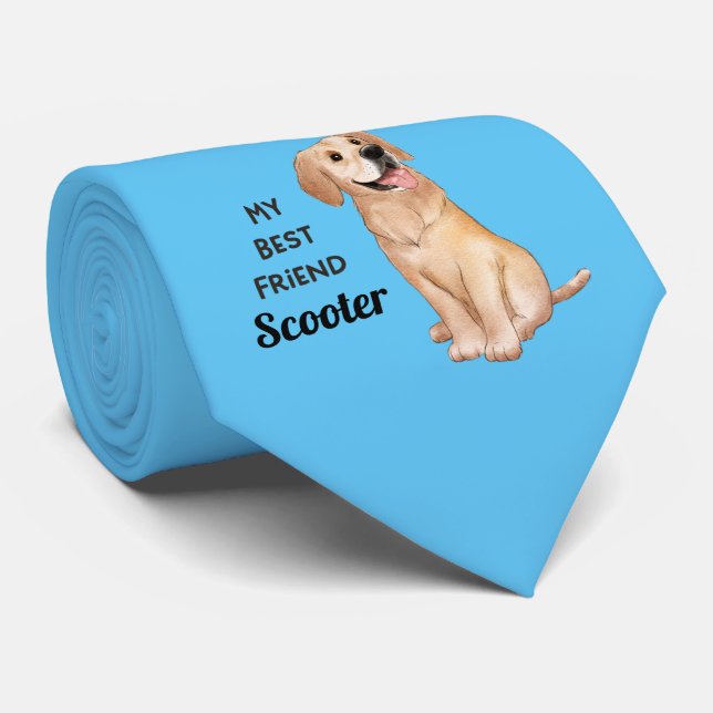 Golden Retriever My Best Friend Custom Name   Tie (Rolled)