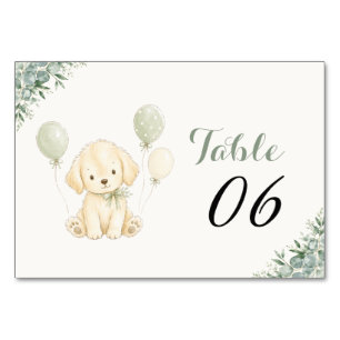 Golden Retriever Neutral Baby Shower Table Number