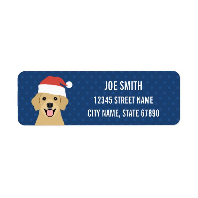 Golden Retriever Noël Retourner l'adresse Étiquett (Devant)