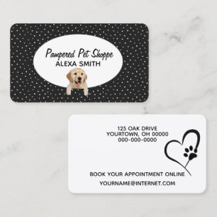 Golden Retriever on Polka Dots for Pet Grooming   Business Card