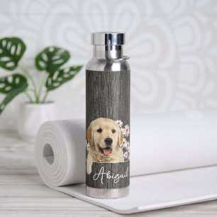 Golden Retriever On Wood  Water Bottle