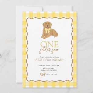 Golden Retriever One Golden Year First Birthday Invitation