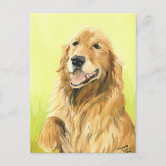 Golden Retriever Original Dog Art Postcard