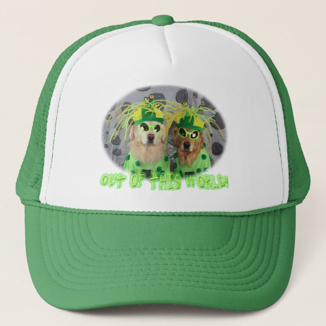 Golden Retriever Out of this World Aliens Trucker Hat (Front)
