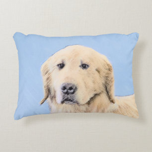 Golden Retriever Painting - Cute Original Dog Art Accent Pillow
