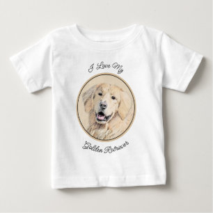 Golden Retriever Painting - Cute Original Dog Art Baby T-Shirt