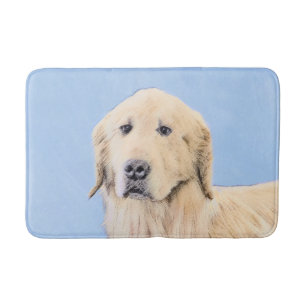 Golden Retriever Painting - Cute Original Dog Art Bath Mat