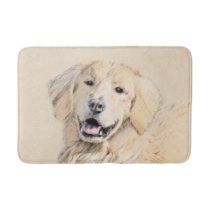 Golden Retriever Painting - Cute Original Dog Art Bath Mat