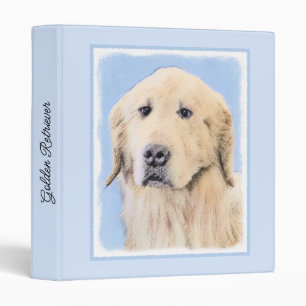 Golden Retriever Painting - Cute Original Dog Art Binder