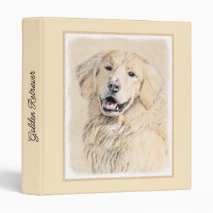 Golden Retriever Painting - Cute Original Dog Art Binder