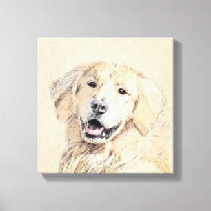 Golden Retriever Painting - Cute Original Dog Art Canvas Print