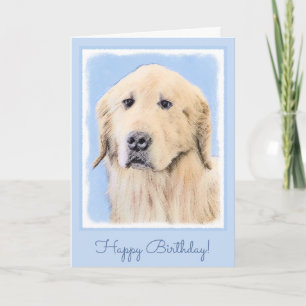 Golden Retriever Painting - Cute Original Dog Art Card
