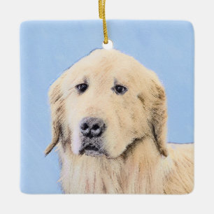 Golden Retriever Painting - Cute Original Dog Art Ceramic Ornament
