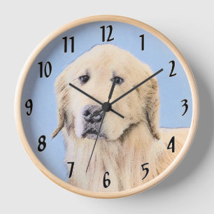 Golden Retriever Painting - Cute Original Dog Art Clock