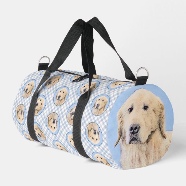 Golden Retriever Painting Cute Original Dog Art Duffle Bag (Left Corner)