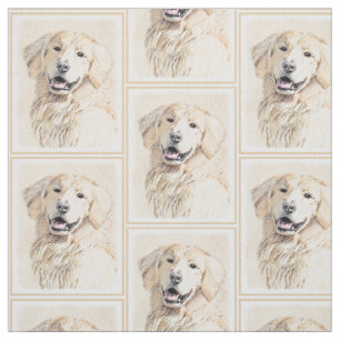 Golden Retriever Painting - Cute Original Dog Art Fabric