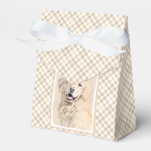 Golden Retriever Painting - Cute Original Dog Art Favor Box (Front Side)
