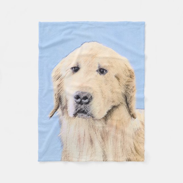 Golden Retriever Painting - Cute Original Dog Art Fleece Blanket (Front)