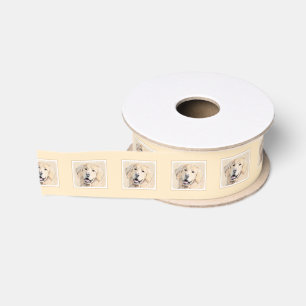 Golden Retriever Painting - Cute Original Dog Art Grosgrain Ribbon