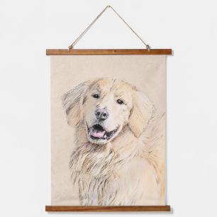 Golden Retriever Painting - Cute Original Dog Art Hanging Tapestry