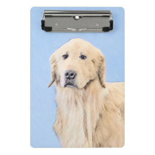 Golden Retriever Painting - Cute Original Dog Art Mini Clipboard