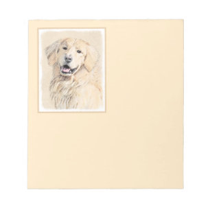 Golden Retriever Painting - Cute Original Dog Art Notepad